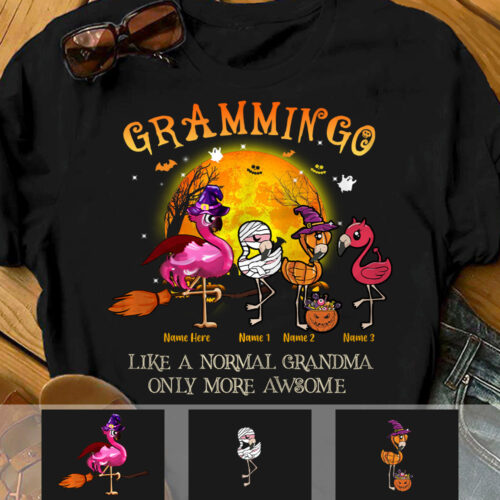 grandma-flamingo-halloween-t