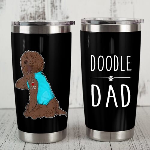 chocolate-labradoodle-dog-steel-tumbler