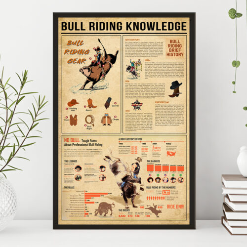 unframed-poster-wall-art-bull-riding-knowledge