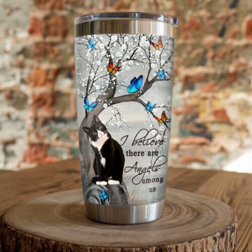 tuxedo-cat-butterfly-steel-tumbler