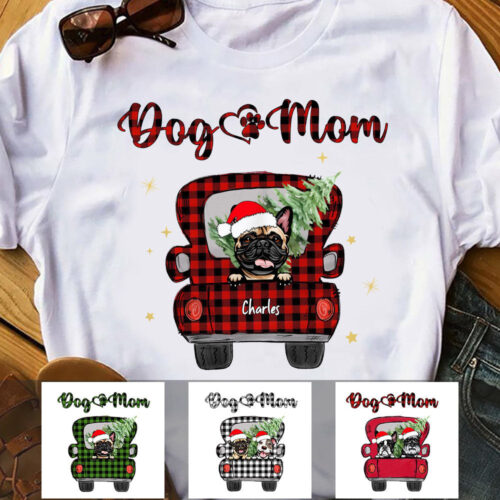 dog-mom-christmas-red-truck-t