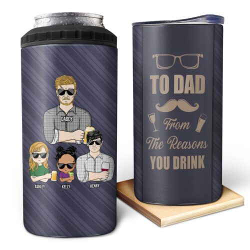 to-dad-from-reasons-you-drink-striped-necktie-adult-kid-gift-for-father-personalized-custom-4-in-1-can-cooler-tumbler