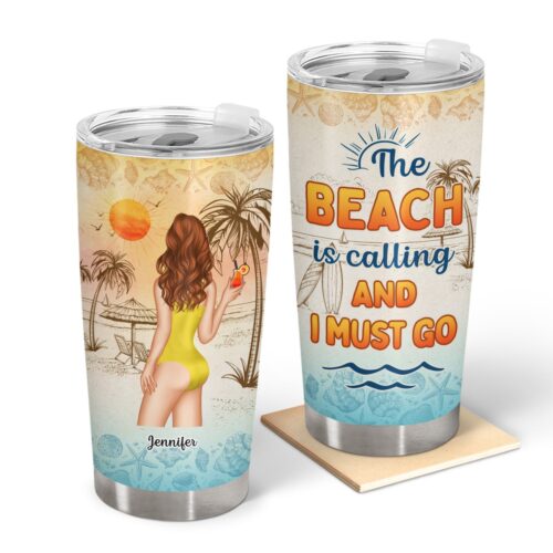 beach-travel-the-beach-is-calling-gift-for-traveling-lovers-personalized-custom-tumbler