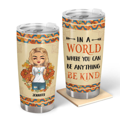 hippie-chibi-girl-be-kind-personalized-custom-tumbler