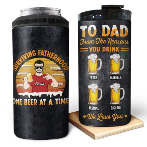 surviving-fatherhood-one-beer-from-the-reasons-you-drink-birthday-loving-gift-for-dad-father-grandpa-grandfather-personalized-custom-4-in-1-can-cooler-tumbler