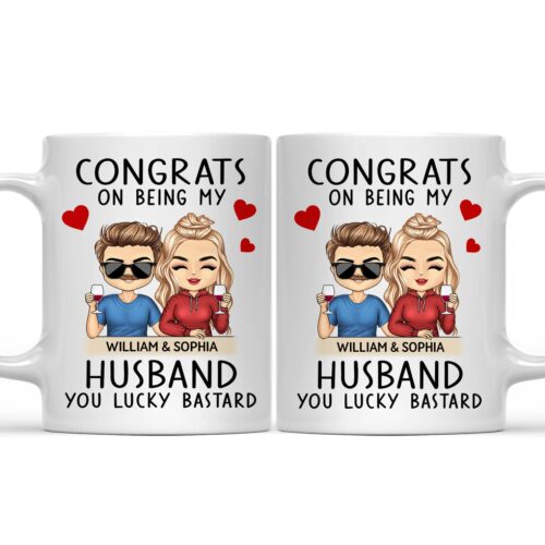 congrats-on-being-my-husband-chibi-anniversary-vacation-funny-gift-for-couples-family-personalized-custom-mug