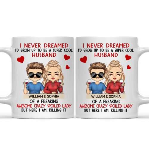 i-never-dreamed-id-grow-up-to-be-a-super-cool-husband-chibi-anniversary-vacation-funny-gift-for-couples-family-personalized-custom-mug