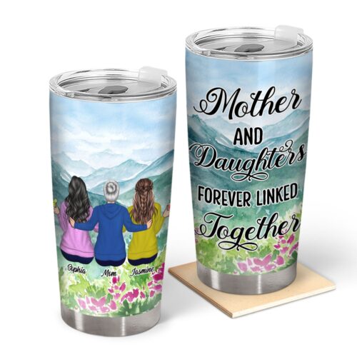 mother-daughter-forever-linked-together-gift-for-mother-mom-gift-personalized-custom-tumbler