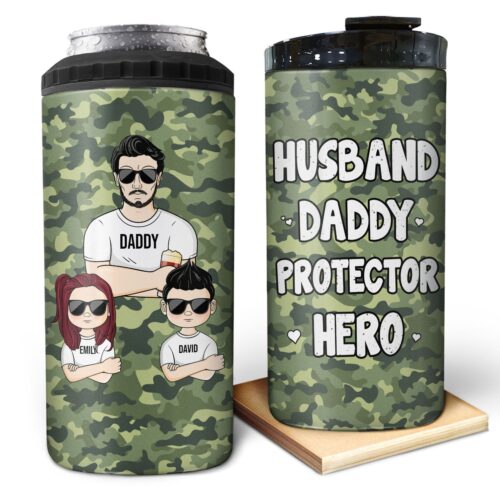 husband-daddy-protector-hero-birthday-loving-gift-for-dad-father-grandfather-grandpa-daughters-sons-personalized-custom-4-in-1-can-cooler-tumbler