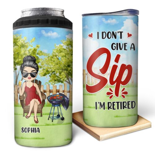 i-dont-give-a-sip-im-retired-retirement-gift-gift-for-grandparents-personalized-custom-4-in-1-can-cooler-tumbler