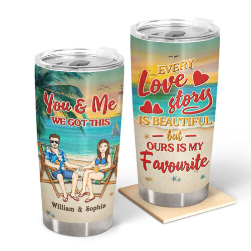 beach-couple-every-love-story-is-beautiful-couple-gift-personalized-custom-tumbler