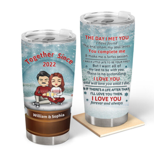 christmas-couple-chibi-snow-the-day-i-met-you-personalized-custom-tumbler