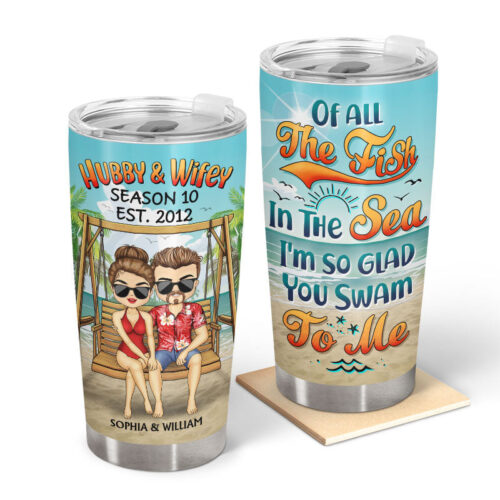 hubby-and-wifey-season-married-beach-swing-gift-for-couple-personalized-custom-tumbler