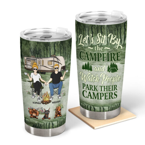 camping-couple-lets-sit-by-the-campfire-gift-for-dog-lovers-personalized-custom-tumbler