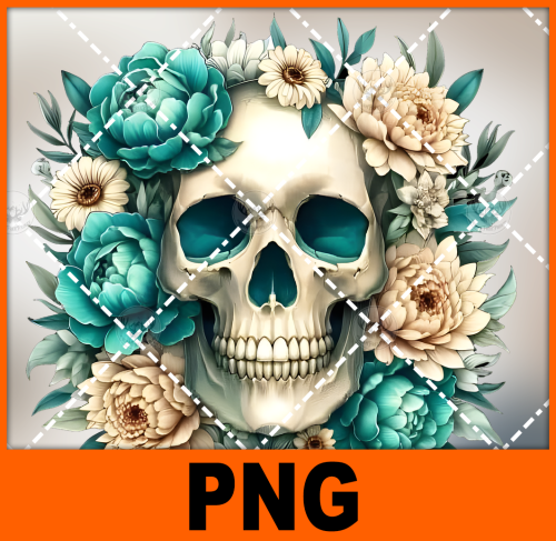 floral-skull-blue-version-png-digital-design-for-sublimation-and-dtf