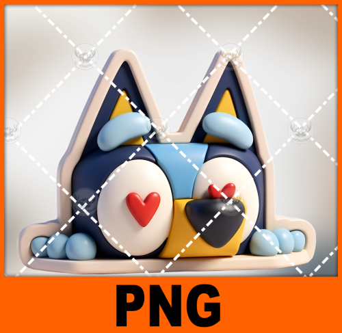 a-blue-and-yellow-cat-with-a-red-heart-on-its-face-bluey-1-free-png-file