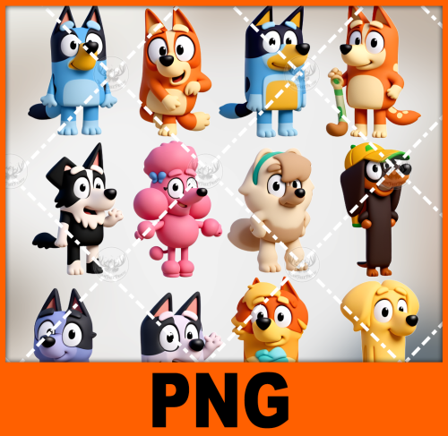 a-bunch-of-cartoon-dogs-that-are-standing-together-bluey-1-free-png-file