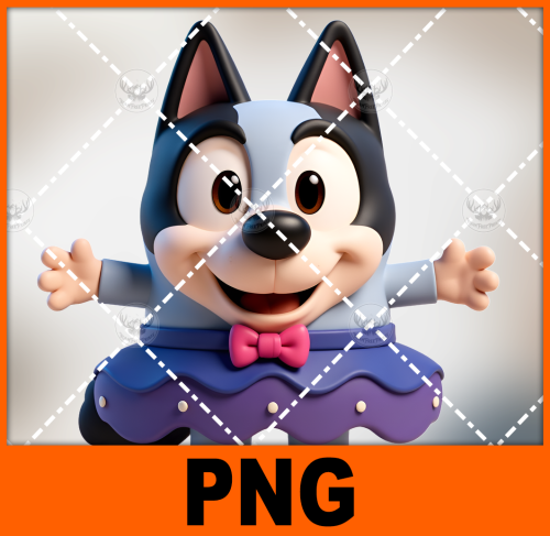 a-cartoon-dog-wearing-a-purple-dress-and-a-pink-bow-tie-bluey-1-free-png-file