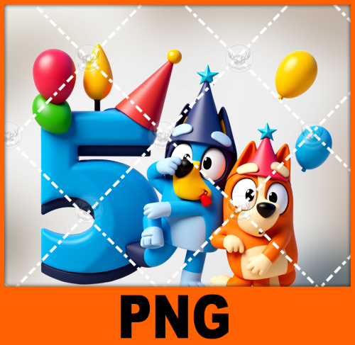 a-couple-of-dogs-standing-next-to-each-other-in-front-of-a-number-bluey-1-free-png-file