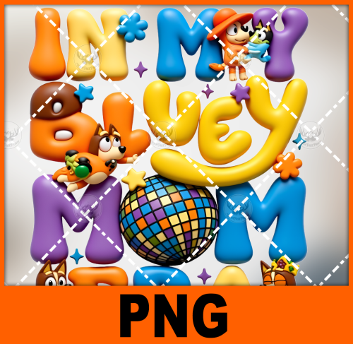 a-group-of-cartoon-characters-standing-around-a-disco-ball-bluey-1-free-png-file