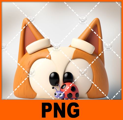 an-orange-and-white-cat-with-a-ladybug-on-its-back-bluey-1-free-png-file