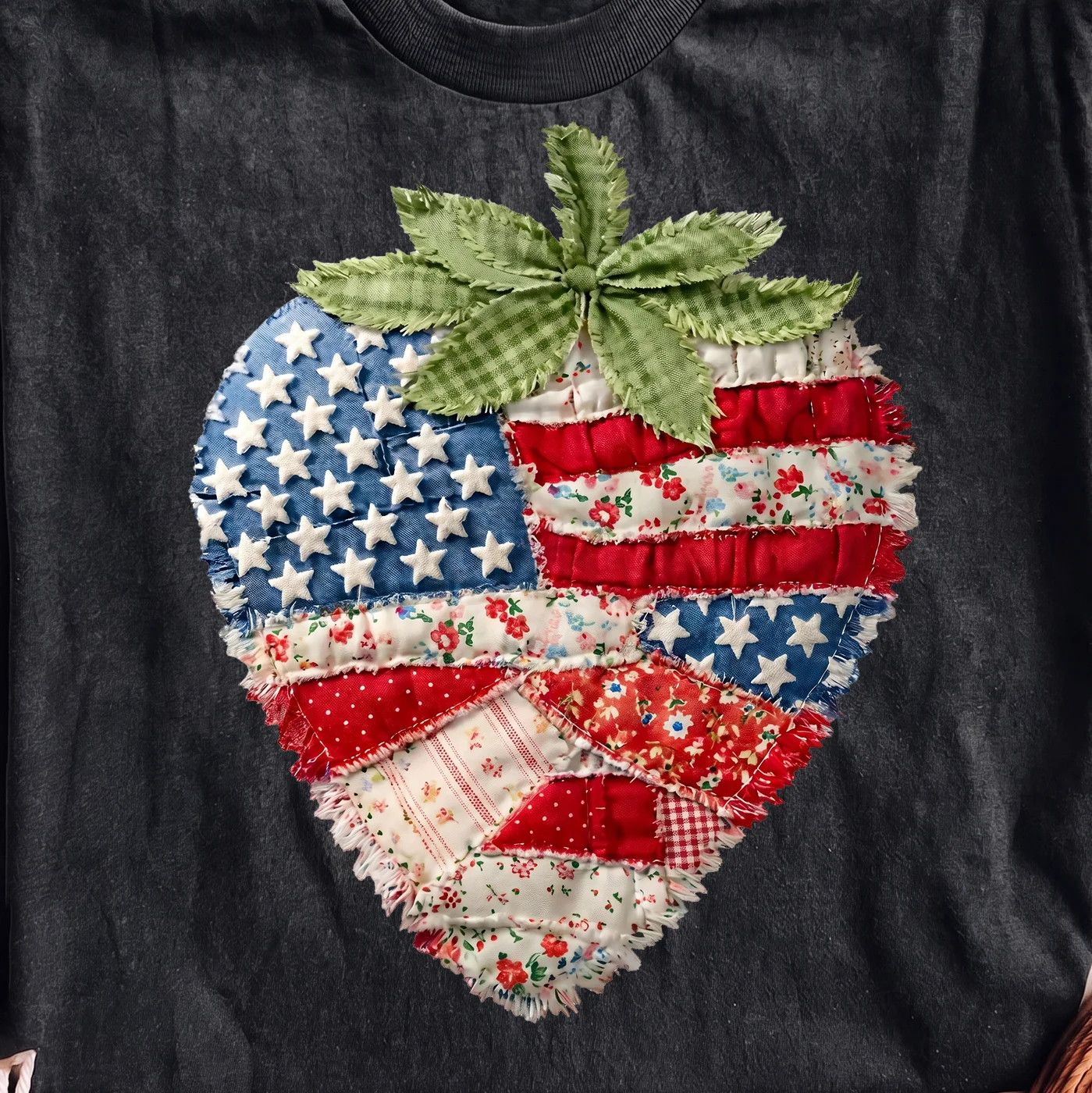 American Flag Strawberry Patchwork Design – Digital download PNG for print - Image 2