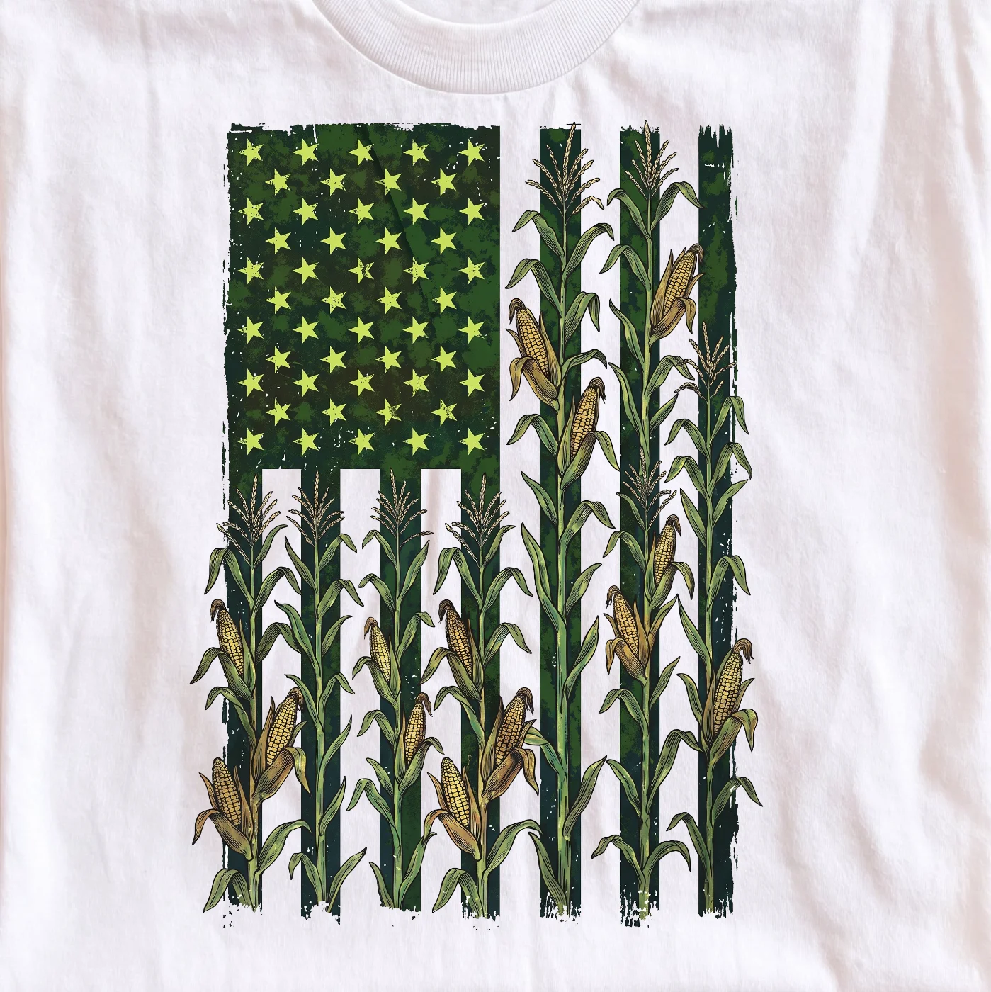 American Flag with Cornfield Design – Digital download PNG for print