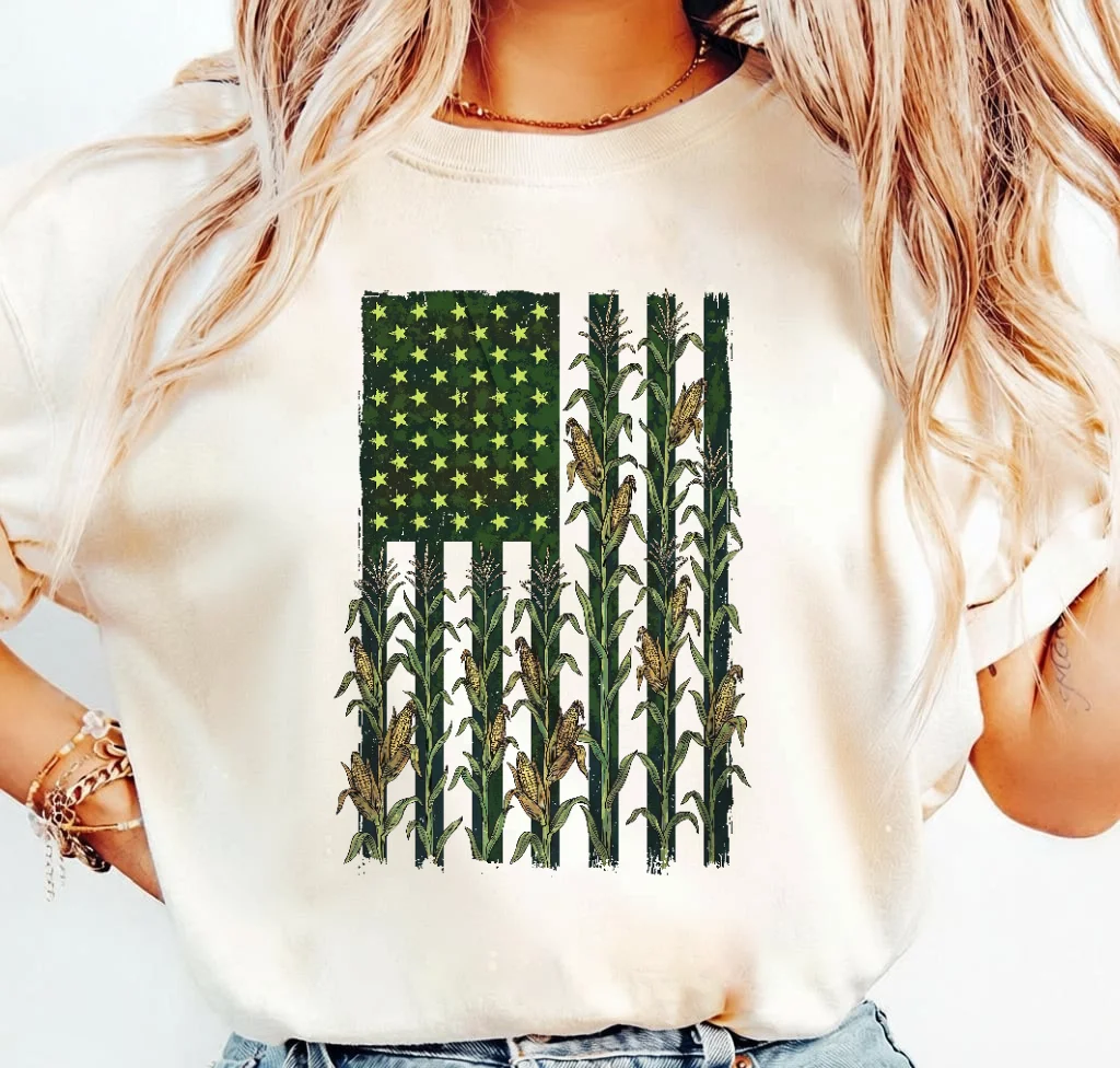 American Flag with Cornfield Design – Digital download PNG for print - Image 3