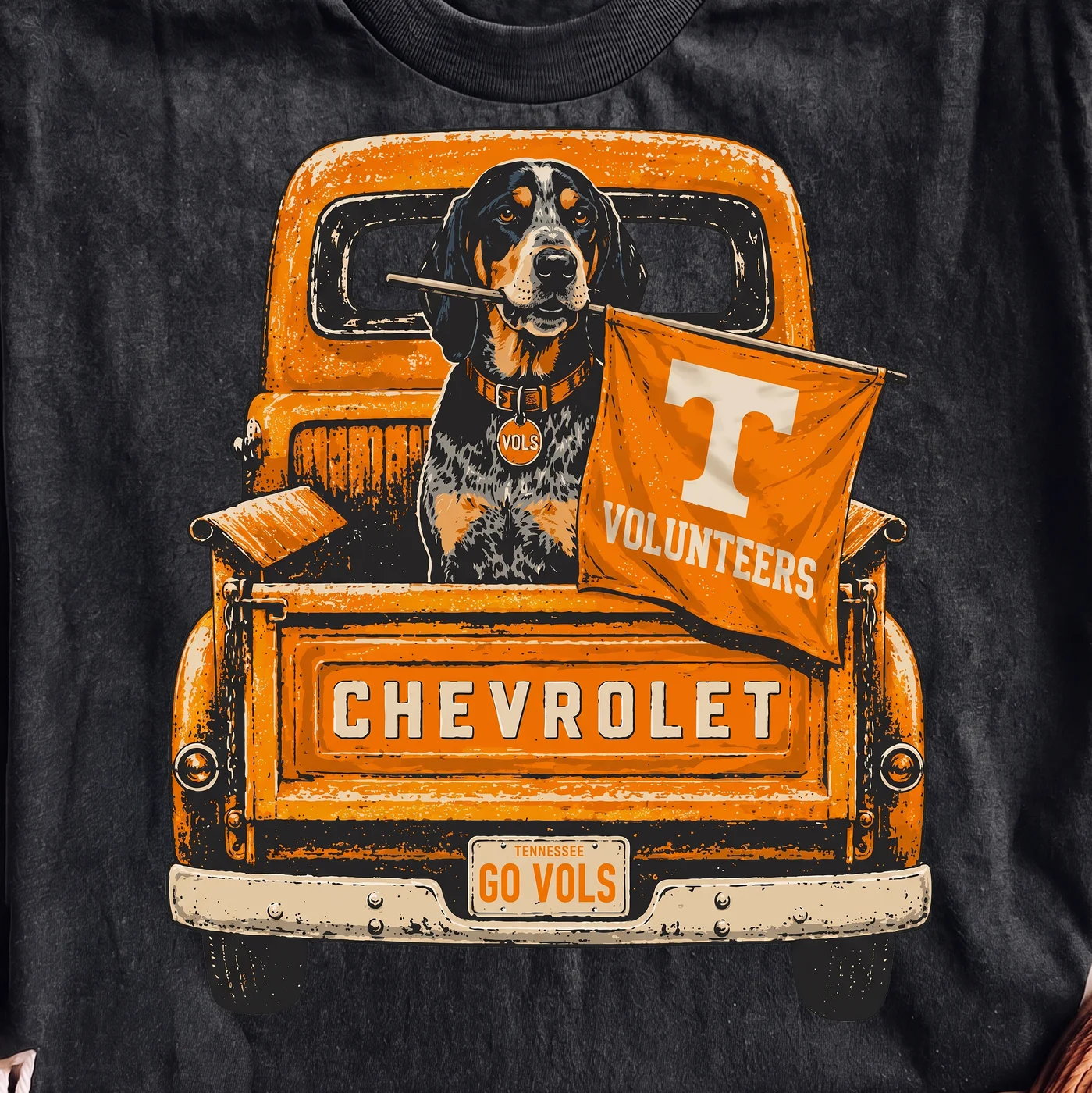 Basset Hound in Orange Truck with Tennessee Volunteers Flag · Instant PNG printable file - Image 2