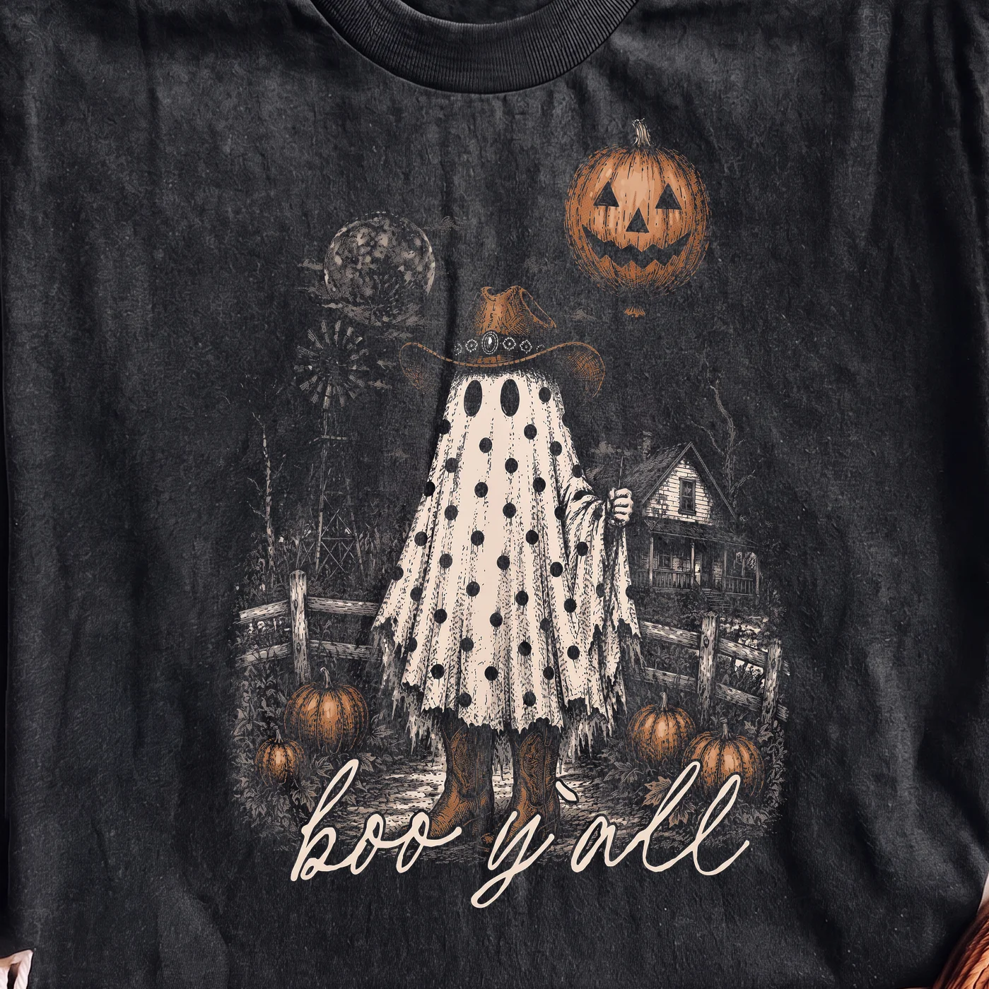 Boo Y'all Halloween Ghost in Cowboy Hat - PNG for printing - Image 2