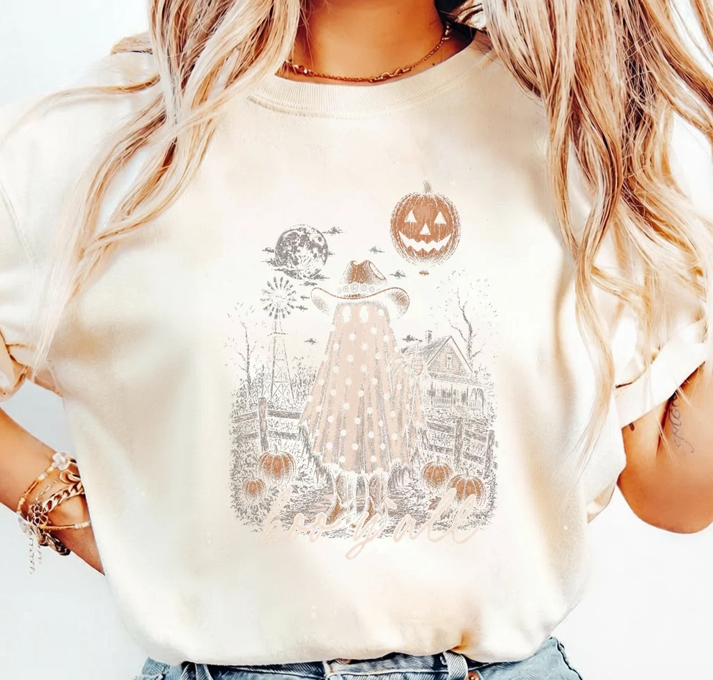 Boo Y'all Halloween Ghost in Cowboy Hat - PNG for printing - Image 3