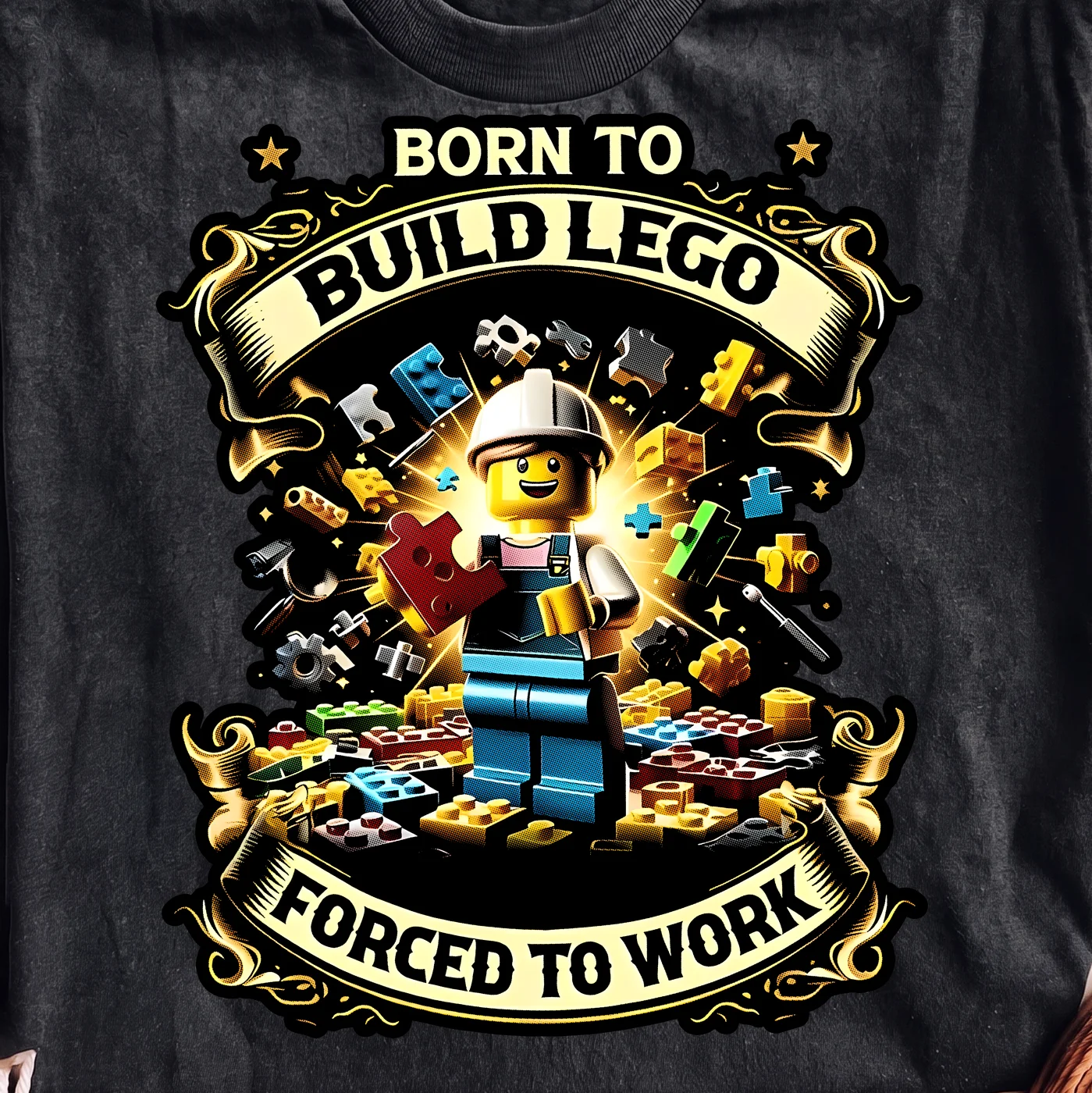 Born to Build Lego Forced to Work – Digital download PNG for print - Image 2