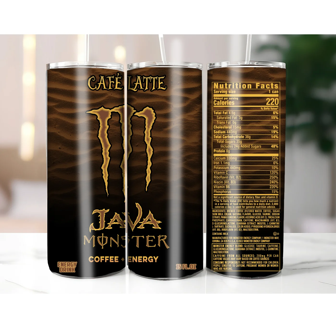 Cafe Latte Java Monster Energy Drink | Print-ready JPEG file