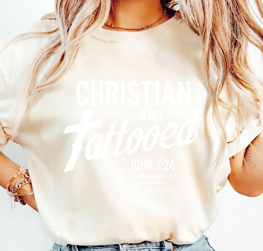 Christian and Tattooed John 7:24 Quote – Digital download PNG for print - Image 3