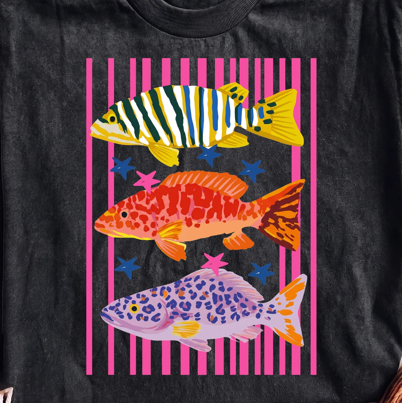 Colorful Fish Design with Stripes and Stars - PNG for printing - Image 2