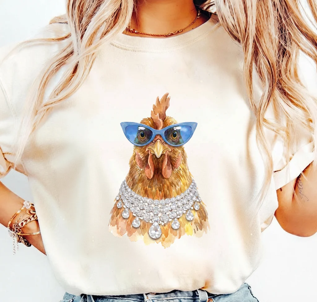 Cool Chicken in Sunglasses and Diamond Necklace - PNG for printing - Image 3