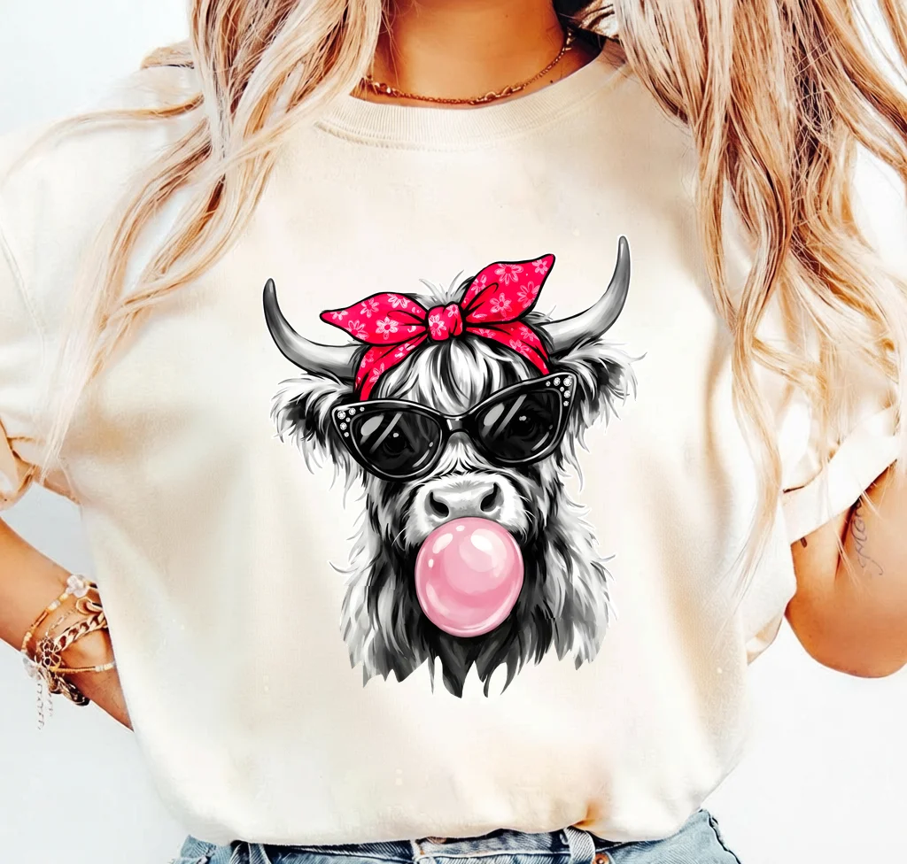 Cute Cow Wearing Sunglasses and Bubblegum · Instant PNG printable file - Image 3