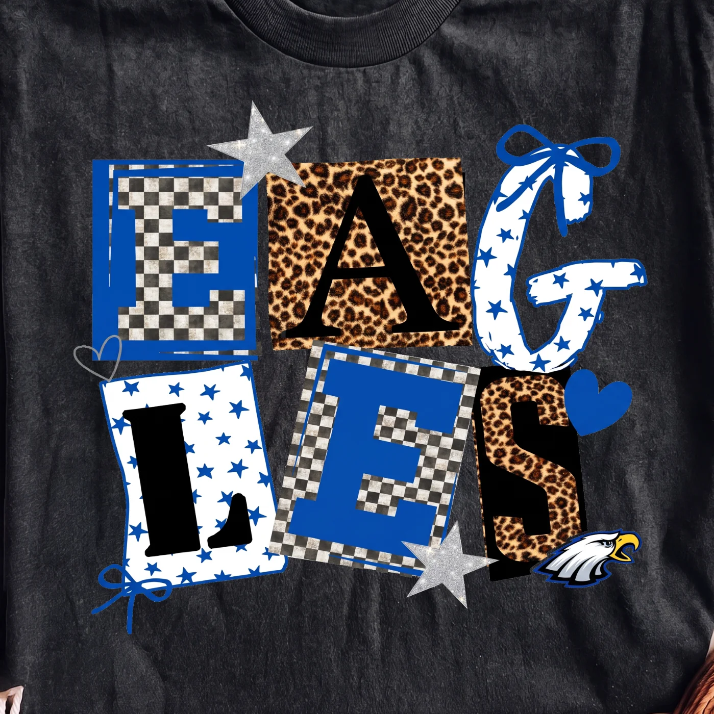 Eagles Word Art with Leopard and Star Patterns | Print-ready PNG file - Image 2