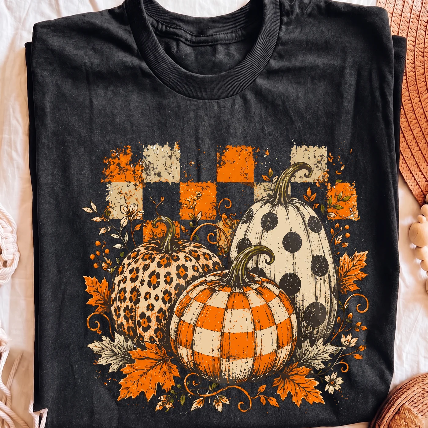 Fall Pumpkins with Leopard and Plaid Patterns | Print-ready PNG file - Image 2