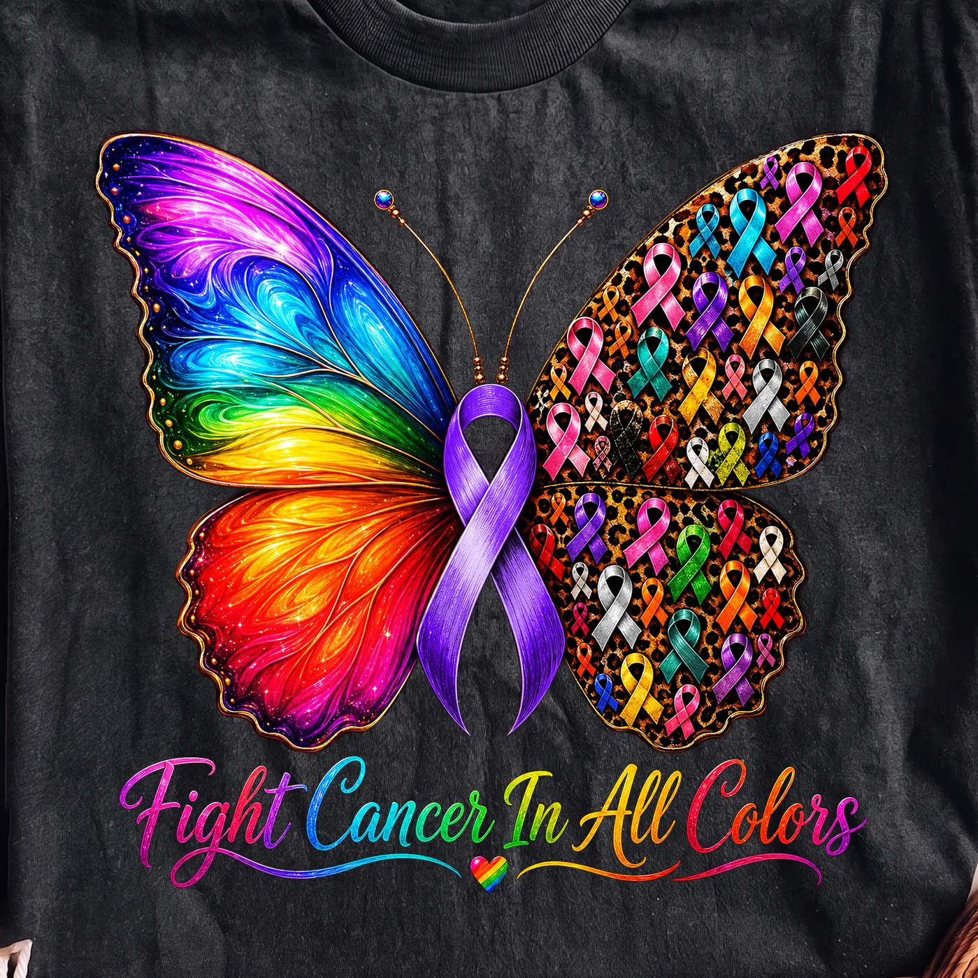 Fight Cancer In All Colors Butterfly Design | Print-ready PNG file - Image 2