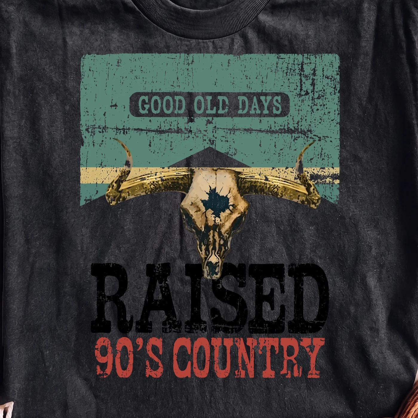 Good Old Days 90's Country Bull Skull Design - PNG for printing - Image 2