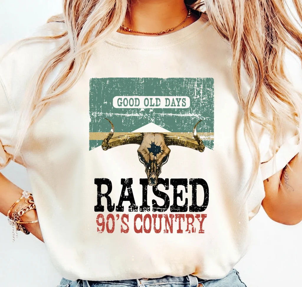 Good Old Days 90's Country Bull Skull Design - PNG for printing - Image 3
