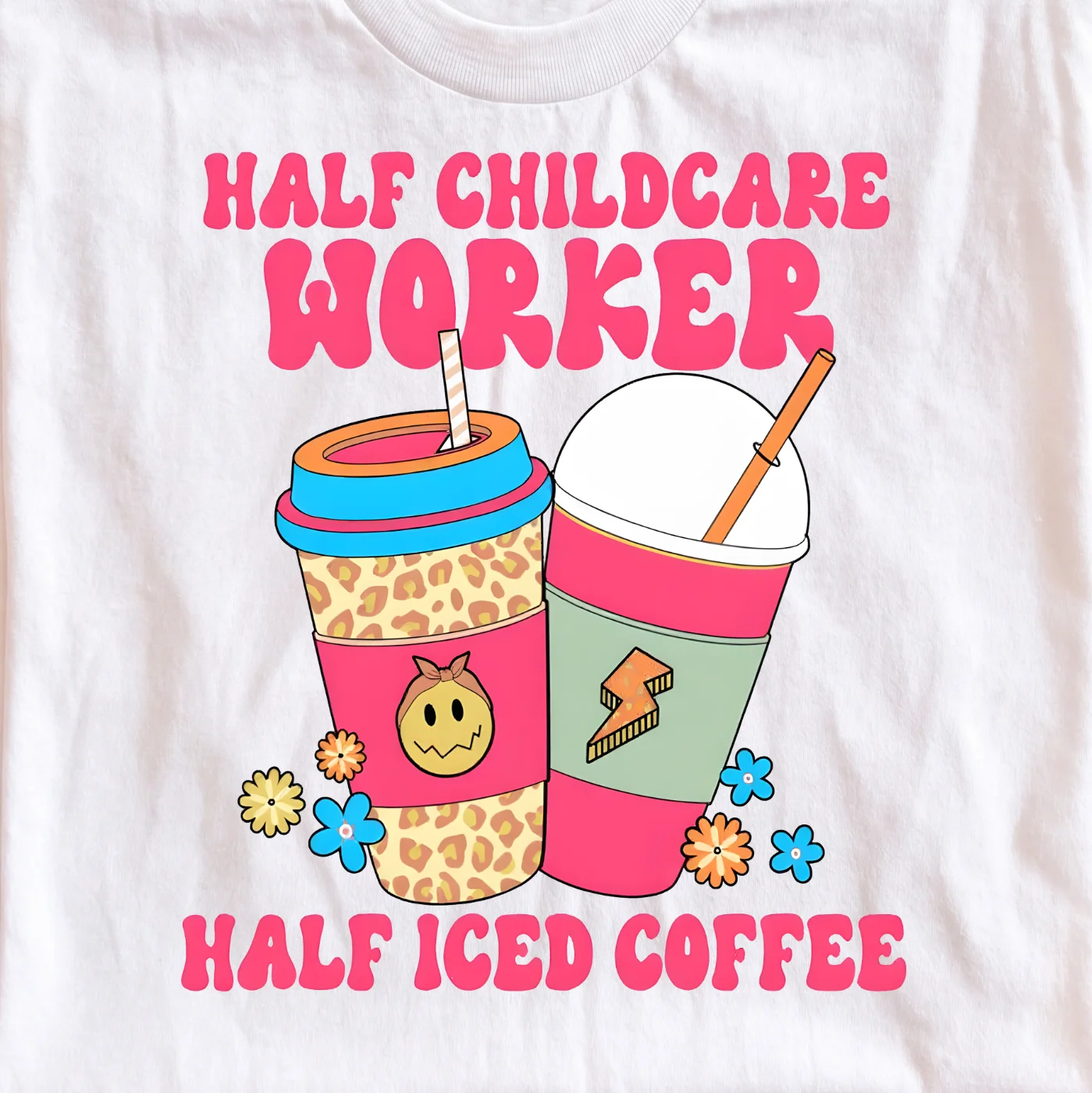 Half Childcare Worker Half Iced Coffee - PNG for printing