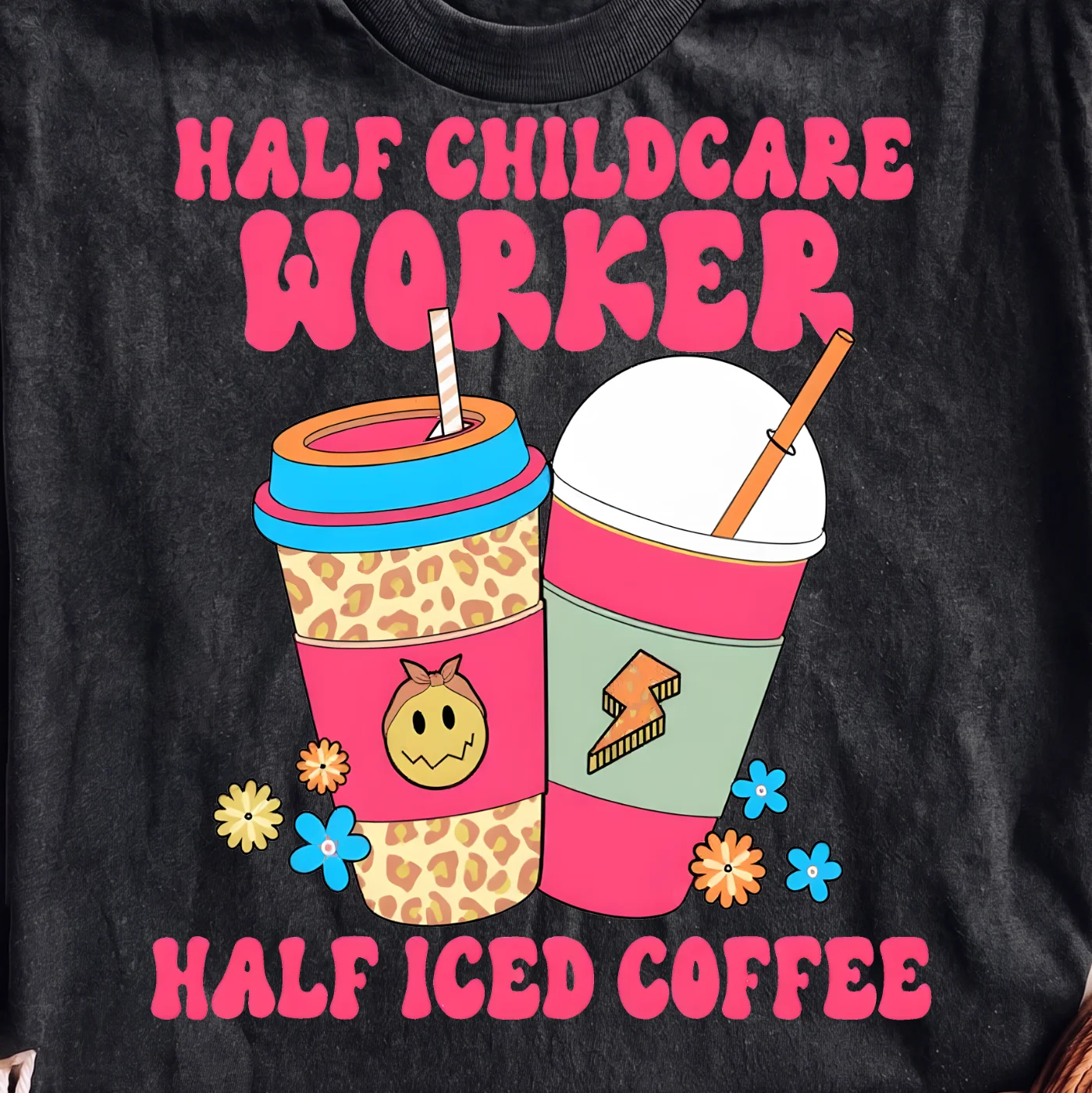 Half Childcare Worker Half Iced Coffee - PNG for printing - Image 2