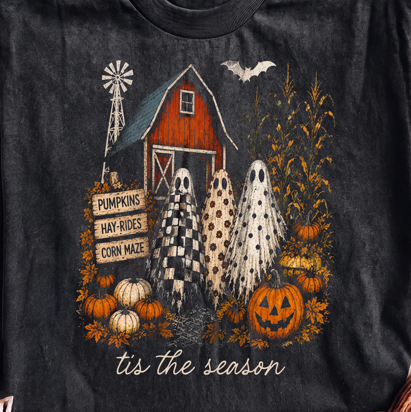 Halloween Ghosts Barn Pumpkins Corn Maze – Digital download PNG for print - Image 2
