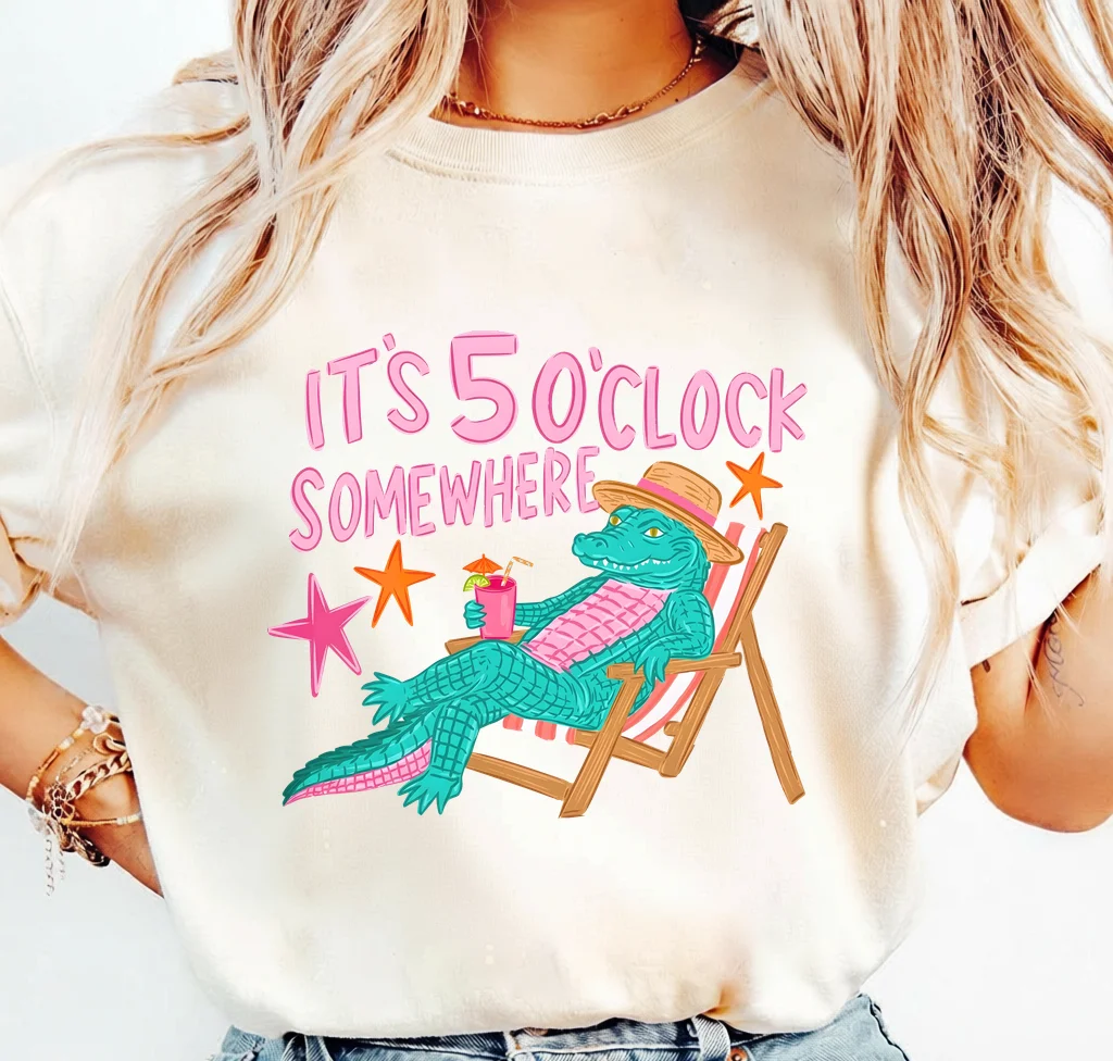 It's 5 O'Clock Somewhere Crocodile Beach Party - PNG for printing - Image 3