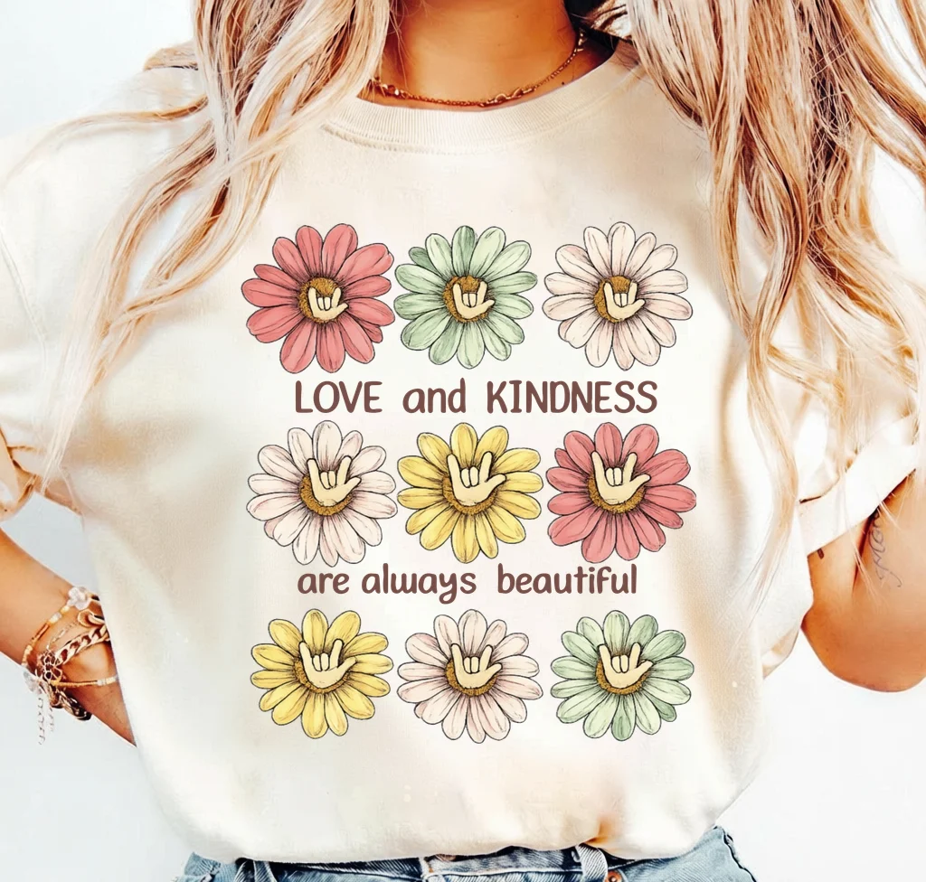 Love and Kindness are Always Beautiful with Shaka Hand Flowers | Print-ready PNG file - Image 3