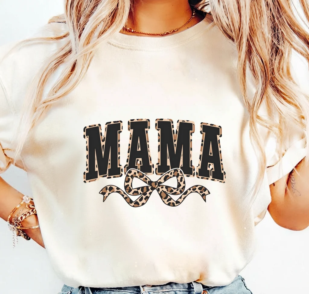 Mama Leopard Print Bow Design – Digital download PNG for print - Image 3