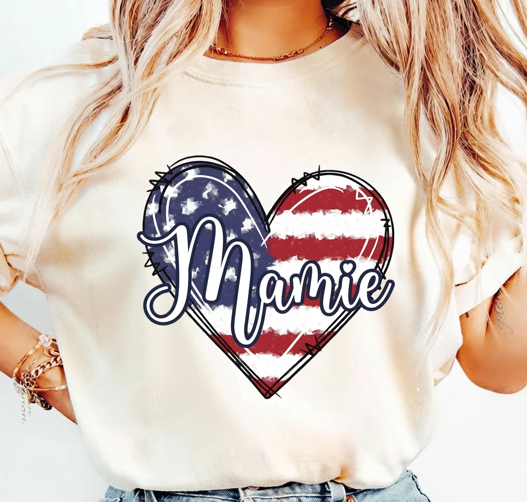 Mamie Heart American Flag Design · Instant PNG printable file - Image 3