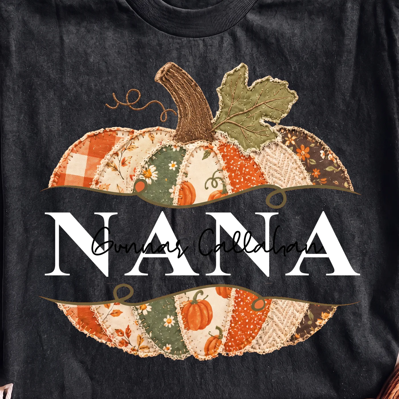 Nana Pumpkin Patchwork Design · Instant PNG printable file - Image 2